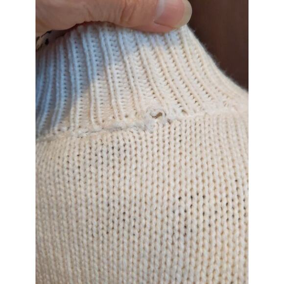 Studio 19 Womens Sweater Cable Knit Top Small Cream Ivory Mock neck Ruffle NEW - Picture 8 of 8